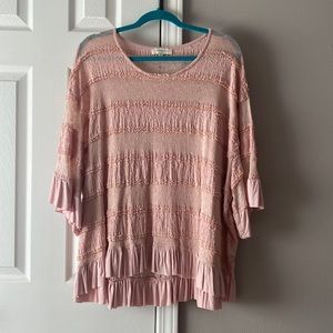 Umgee 1X pink ruffle shirt